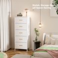 WM Storage Tall Dresser with 5 Drawers, White Dresser for