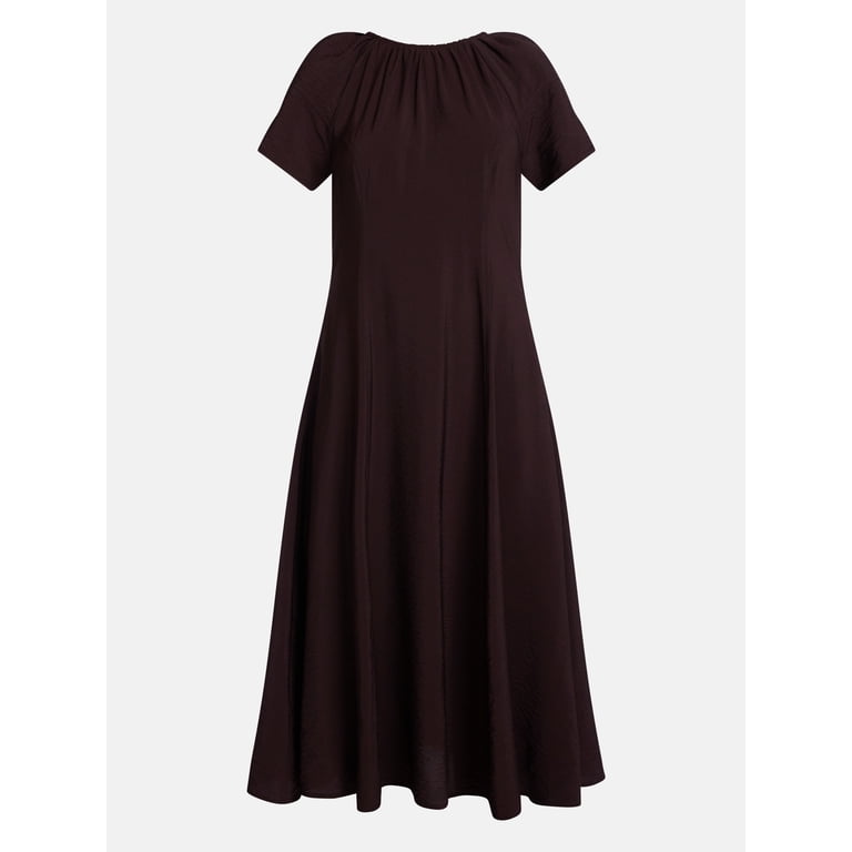 Scenario Women's Puff Sleeve Seamed Midi Dress photo 5