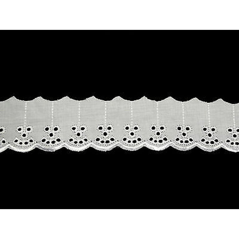 Kiddo 2 White Blue Ivory 5 Yards Embroidered Cotton Eyelet Lace