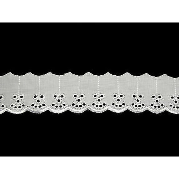 Kiddo 2" White Blue Ivory 5 Yards Embroidered Cotton Eyelet Lace Trim by Yardage