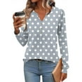 thumbnail image 2 of zbxnLI Womens Long Sleeve Shirts Polka Dot Print Casual Dressy Blouses V Neck Tunic Tops with Leggings, 2 of 5
