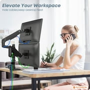 PUTORSEN 17-49 inch Premium Aluminum Heavy Duty Dual Monitor Arm for Ultrawide Screens up to 44lbs, Vertical Stacked Dual Monitor Desk Mount, Full Motion Dual Vertical Monitor Mount
