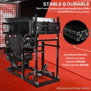 Supllueer 3060 Aluminum Racing Simulator Cockpit with Seat & Triple TV Stand Fits Logitech Thrustmaster for Fanatec and Moza