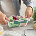 thumbnail image 3 of JUST COOK 3-Compartment Rectangular Glass Food Storage Container with Expandable Lid, Sage, 3 of 4