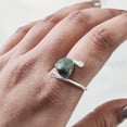 thumbnail image 3 of Natural Emerald Ring, Rough Emerald Gemstone Ring, AAA May Birthstone, CROSS Band, 925 Sterling Silver, Womens Ring, Christmas, Thanksgiving, Handmade, Statement Jewelry, Rough Gemstone Jewelry, 3 of 5