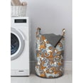 thumbnail image 3 of Vintage Laundry Bag, Paisley Inspired Swirls Curls Floral Abstract Botanical Oriental, Hamper Basket with Handles Drawstring Closure for Laundromats, 13" x 19", Orange Pale Blue Cream, by Ambesonne, 3 of 4