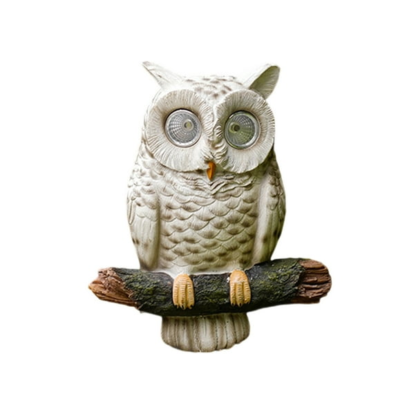 nvzhuang Solar Owl Garden Statue Resin Owl Figurine with Solar LED Lights Outdoor Hanging Decor for Garden Yard