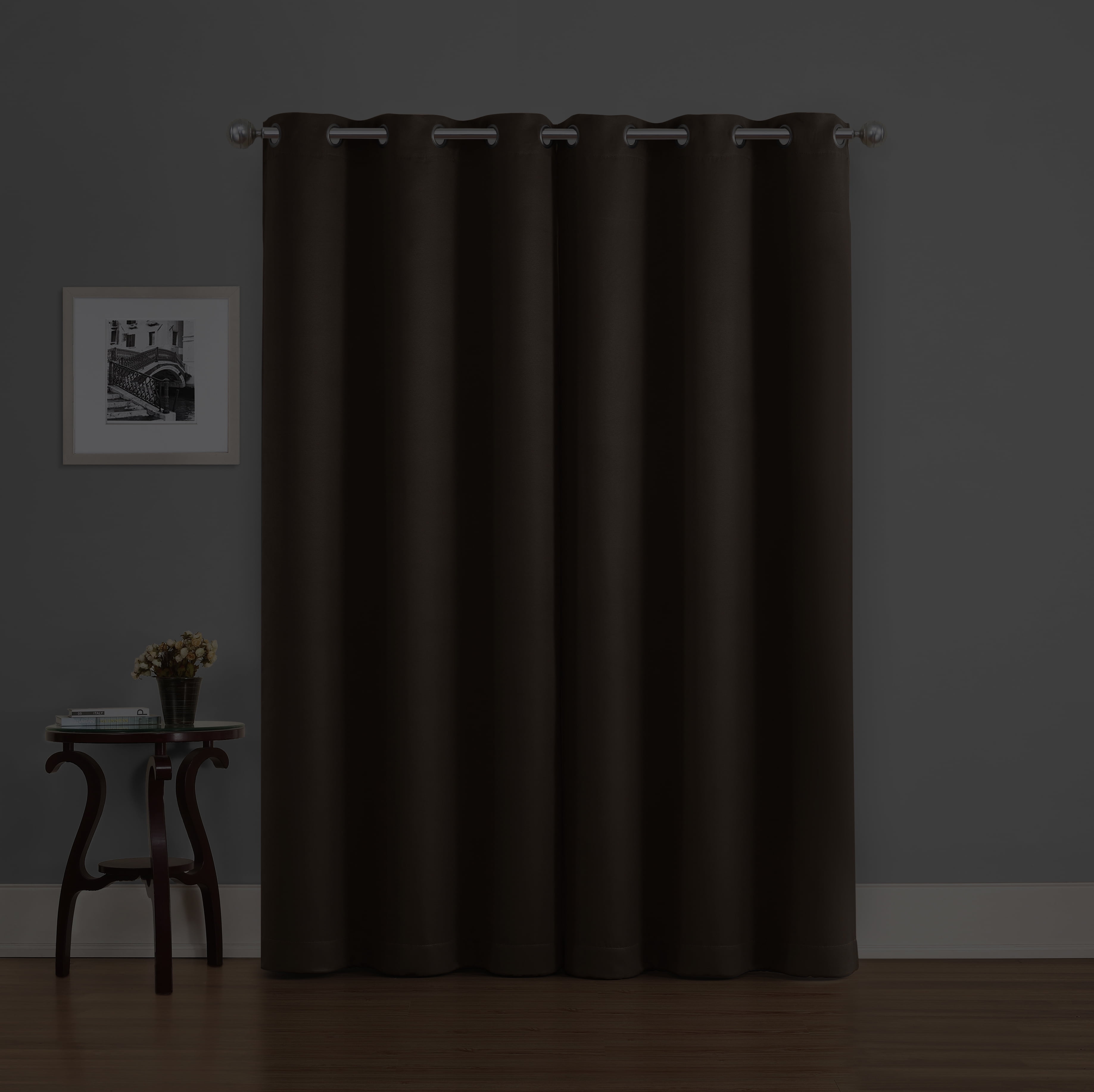 Eclipse Phoenix Solid Blackout Curtains, Set of 2, 84 Inch Long Blackout Curtains, 37"W x 84"L, Chocolate