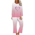 thumbnail image 2 of Timoontee Women's Breast Cancer Pajama Sets Gradient Long Sleeve Top and Loose Pants Sleepwear Sets 2 Piece Gradient Loungewear Pink 6, 2 of 4
