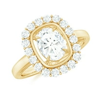 Lab Created Diamond Halo Engagement Ring - Statement Ring - EF-VS Grade (Rosec Jewels), 18K Yellow Gold, US 5.50