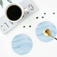 thumbnail image 5 of Disketp Light Blue Marble Funny Coasters,6 Pcs Leather Coasters With Holder, Perfect Housewarming Hostess Gifts,Protect Furniture From Water Marks Scratch And Damage, 5 of 9