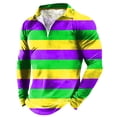 thumbnail image 1 of Playeras De Cuello Redondo Para Hombre, Camiseta De Manga Larga Con Solapa Y Cremallera Para Carnaval, Para Primavera Y Verano, Con Estampado Completo Para Celebraciones Navideñas, 1 of 4