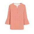 thumbnail image 7 of Edvintorg Womens Tops Polka Dot Flare 3/4 Sleeve Loose Top Fashion V Neck Casual Button Down Shirt Women's Clothing Orange XXL, 7 of 7