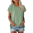 thumbnail image 1 of TSADFHJI Hauts de Noël Femmes Drôles Femmes Manches Cap Été Décontracté Hauts Col Rond Couleur Unie Chemises Décontractées Coupe Ample Blouse S Vert Menthe, 1 of 7