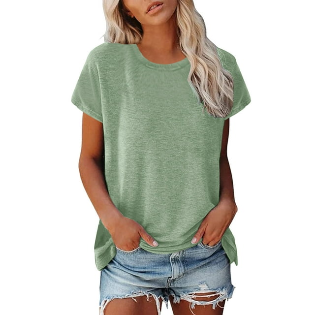 Hiiyo T-Shirt pour Femme Grande Taille à Manches Courtes, Col Rond, T-Shirt d'Été Décontracté, Tailles TTTTG