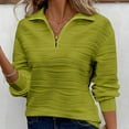 thumbnail image 4 of XFLWAM Women's Casual Half Zip Shirts Long Sleeve Pullover Shirts Solid Color Textured Tunic Tops Fall Quarter Zip Sweatshirts Green XXL, 4 of 7