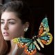 thumbnail image 1 of Pendientes de mariposa de cristal coloridos para mujer, aretes de temperamento elegantes de sueño a la moda Rojo Verde, 1 of 5
