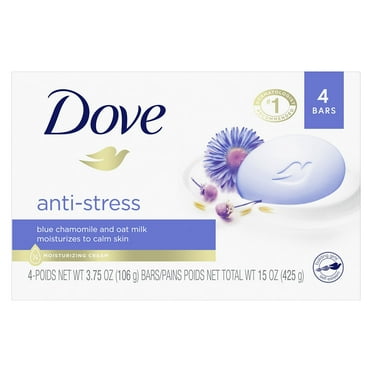 Dove Beauty Bar Gentle Cleanser Moisturizes To Calm Skin Anti-Stress Cream Bar Gentle Bar Soap Cleanser Made With 1/4 Moisturizing Cream 3.75 Oz, 4 Count.