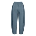 thumbnail image 6 of Cropped Linen Pants Women Capri Pants Barrel Drawstring Wide Leg Cotton Capris 2026 Casual Summer Boho Baggy Trouser (Blue,S), 6 of 9