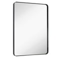 thumbnail image 1 of Hamilton Hills Contemporary Brushed Metal Wall Mirror | Glass Panel Black Framed Rounded Corner Deep Set Design | Mirrored Rectangle Hangs Horizontal or Vertical (30inch x 40inch), 1 of 2