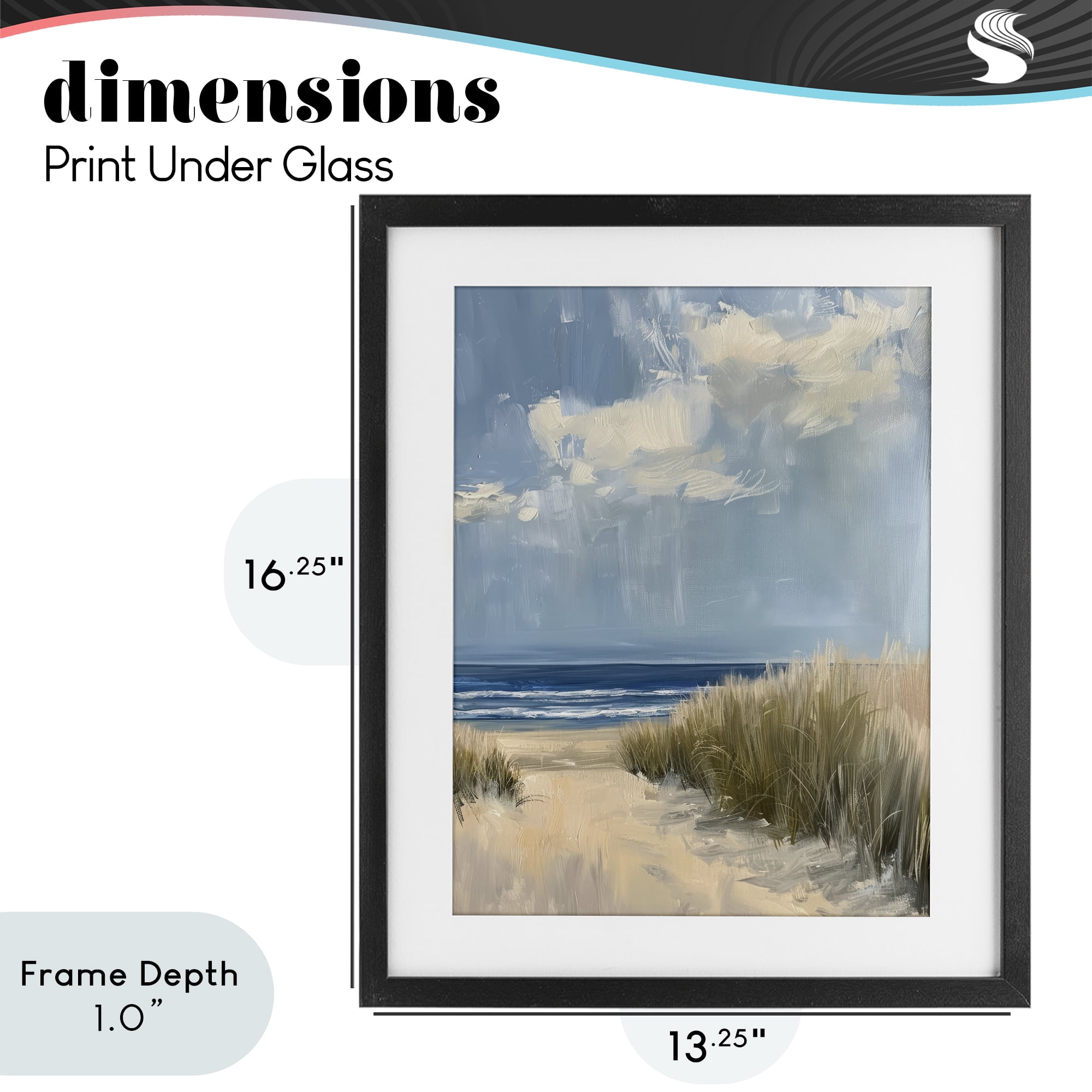 Stupell Industries In The Dunes By The Sea Black Framed Print Under Glass, design by Petal Prints Design