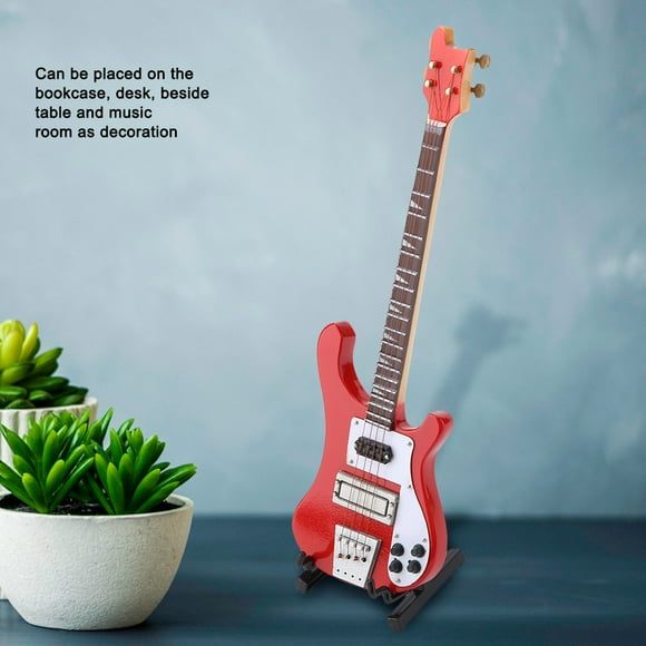 Adornos De Instrumentos Soporte De Réplica De Bajo En Miniatura Rojo