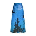 thumbnail image 5 of WFJCJPAF 2024 New Halloween Clearance! Women Skirts Denim,Women's Printed Elastic Waistband Pleated Pocket Skirt With Mid Calf Skirt - Blue XL, 5 of 5