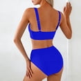 thumbnail image 4 of Fesfesfes Swimsuit for Women's Bikini Solid Set Swimsuit Two Piece Beachwear Split Swimwear Solid Color Print High Waist Women's Fashion Bikinis Sets, 4 of 5