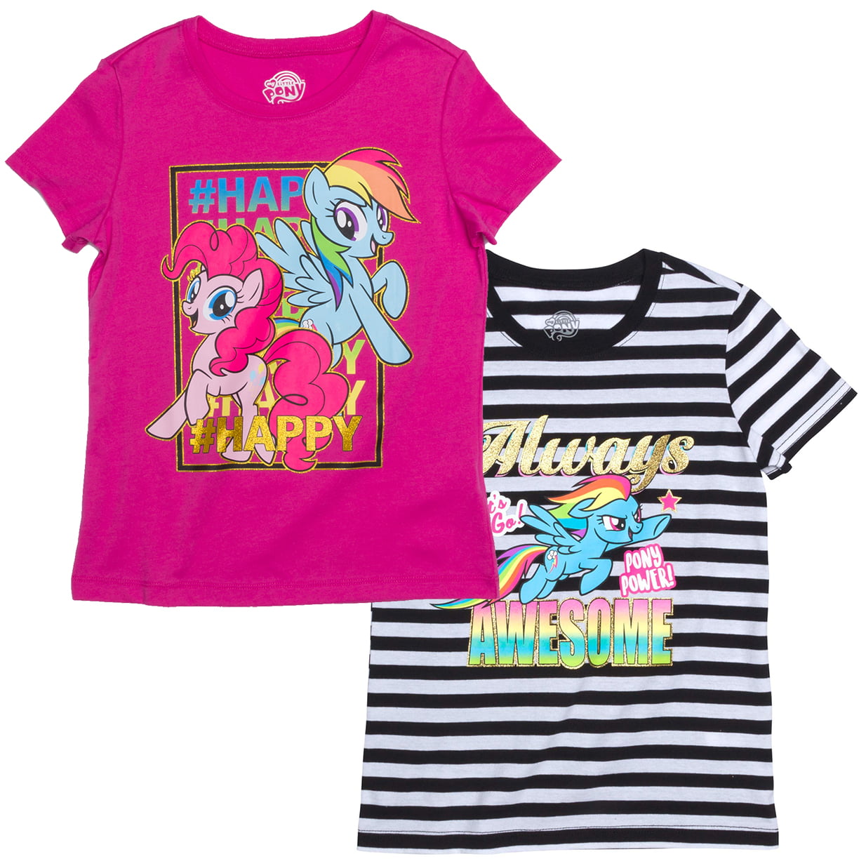 My little Pony Girls Kids T-shirt Top Dress Tunic Clothes Rainbow Striped Skirt 
