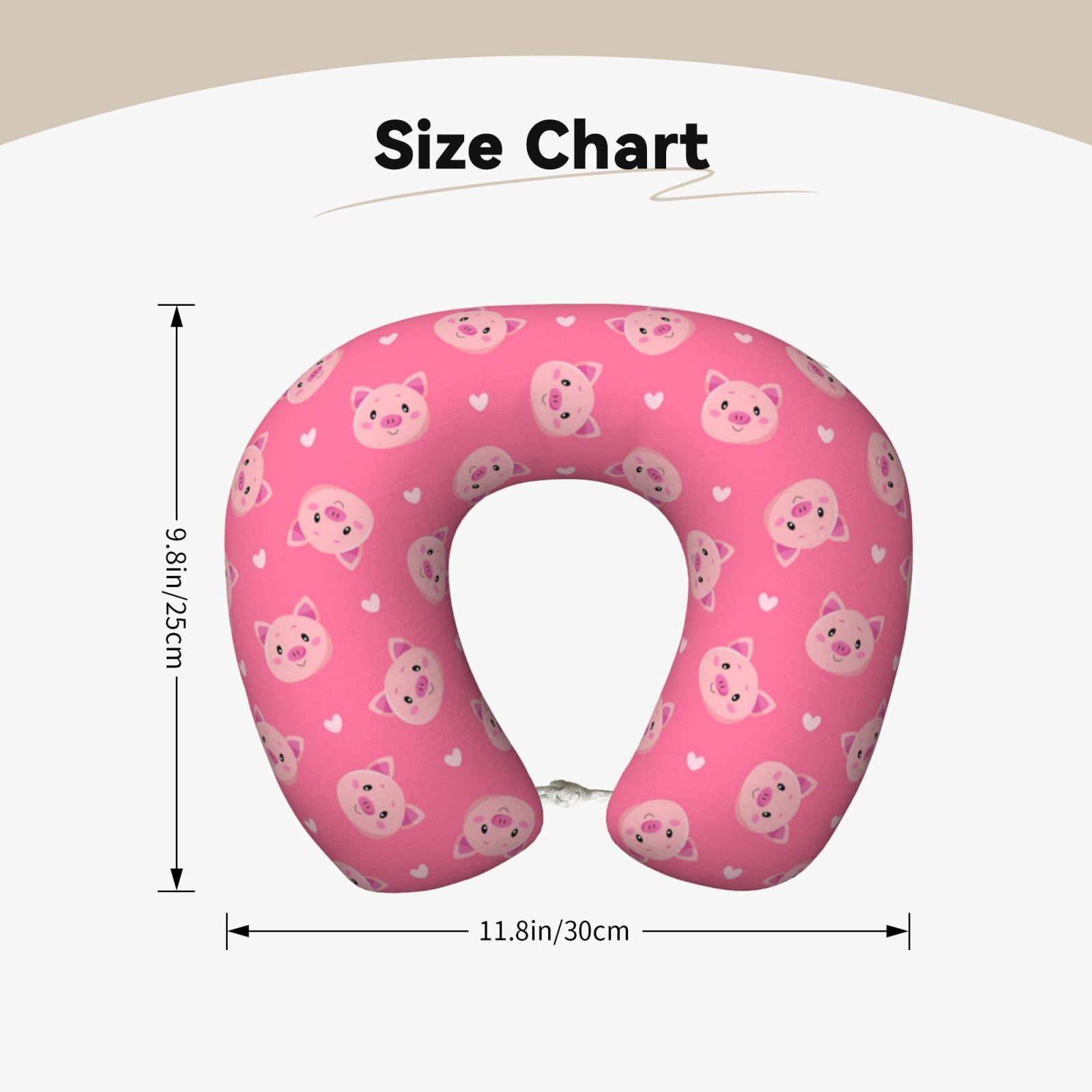 Xecao Cartoon Pigs and Hearts Print Memory Foam Cervical Neck Pillow Versatile U-Shaped Pillows for Home,Office,Camping,Travelling,Soft Washable Cover