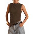 thumbnail image 3 of Women'S Sleeveless Tank Tops Slim Fitted Shirts Casual Going Out Clothes Brown M, 3 of 9