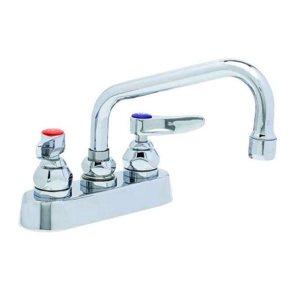 T&S Brass - Workboard Faucet, Deck Mount, 4'' Centers, 6'' Swing Nozzle, Lever Handles