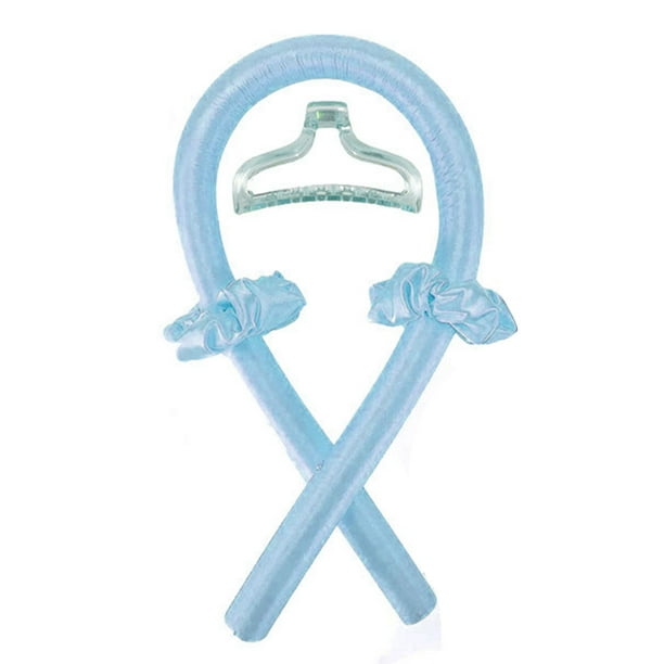 4 piezas de rizadores de pelo sin calor, reutilizables, suaves, con pinza para el pelo, color azul cielo