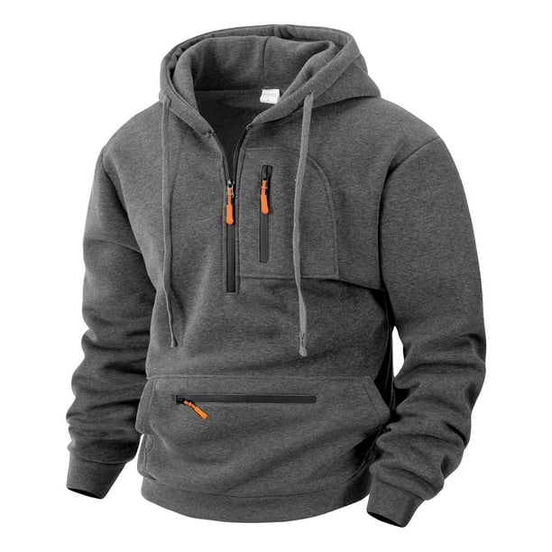 pstuiky camisetas de manga larga para hombre, Sudadera con capucha de manga larga de color liso para hombre top de hombre s