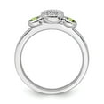 thumbnail image 2 of Solid 925 Sterling Silver Stackable Double Round Peridot Green August Gemstone and Diamond Ring Eternity Band Size 7 (.05 cttw.), 2 of 6