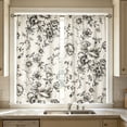 thumbnail image 2 of huayou 2 Pack Printed Kitchen Tier Curtains, 27.56x59.06 Inch Black Sketch Floral Pattern Short Window Curtains, for Indoor Kitchen Farmhouse Home Window Decor, 2 of 7