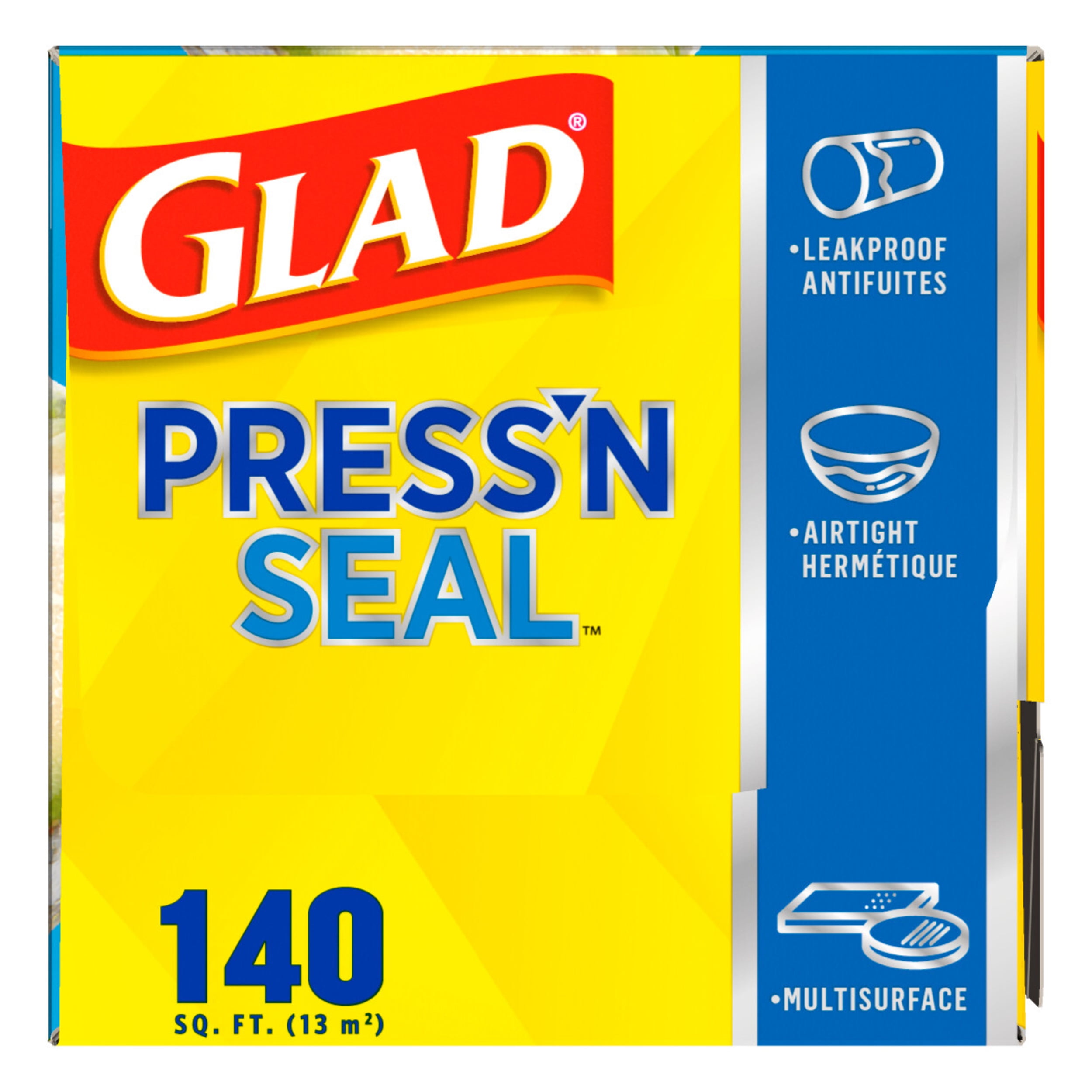 Glad Press'n Seal Plastic Multipurpose Food Wrap, 140 sq ft Roll 