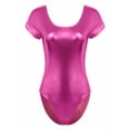 thumbnail image 3 of Zaldita Womens Short Sleeve Leotard Wet Look Patent Leather Bodysuit for Ballet Gymnastics Dance Rose L, 3 of 7