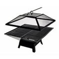 thumbnail image 4 of 20 Inch Outdoor Fire Pit with Mesh Lid, Square Metal Stove for Outside, Small  Portable Firepits for Garden Bonfire, Camping, Picnic, Barbecue, Black, 4 of 5