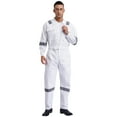 thumbnail image 3 of Sxiwei Men's Lightweight Work Coveralls Cotton Reflective Safety Mechanics Jumpsuits Workwear White 6XL/200, 3 of 10