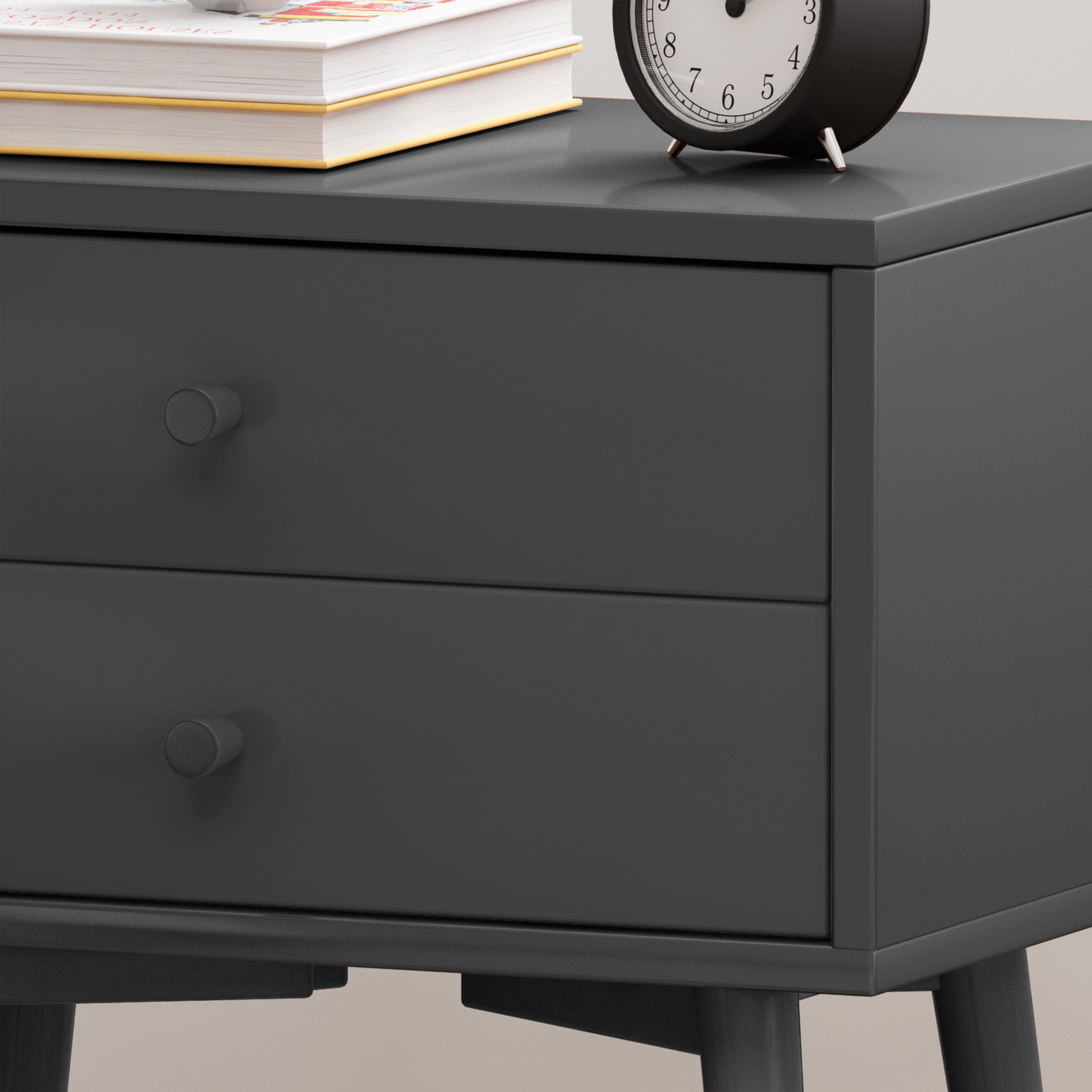 Noble House Nasia Faux Wood Mid-Century Modern Side Table, Dark Gray