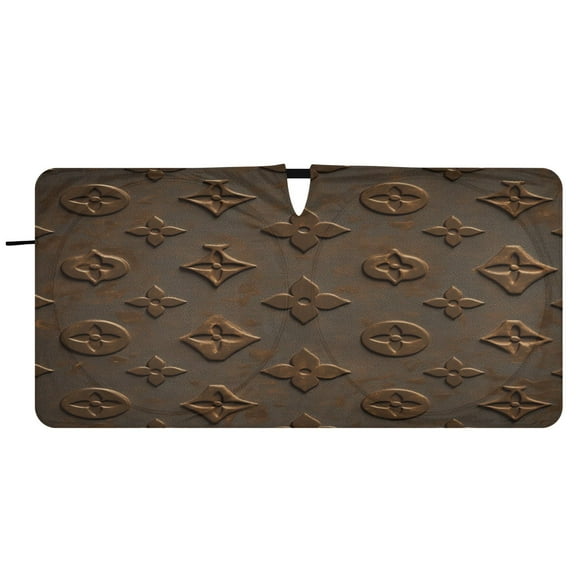 Car Windshield Sunshade with Ring - Foldable UV Protection Sun Shade for Front/Back Window, Heat Insulation,Brown Color Seamless Pattern