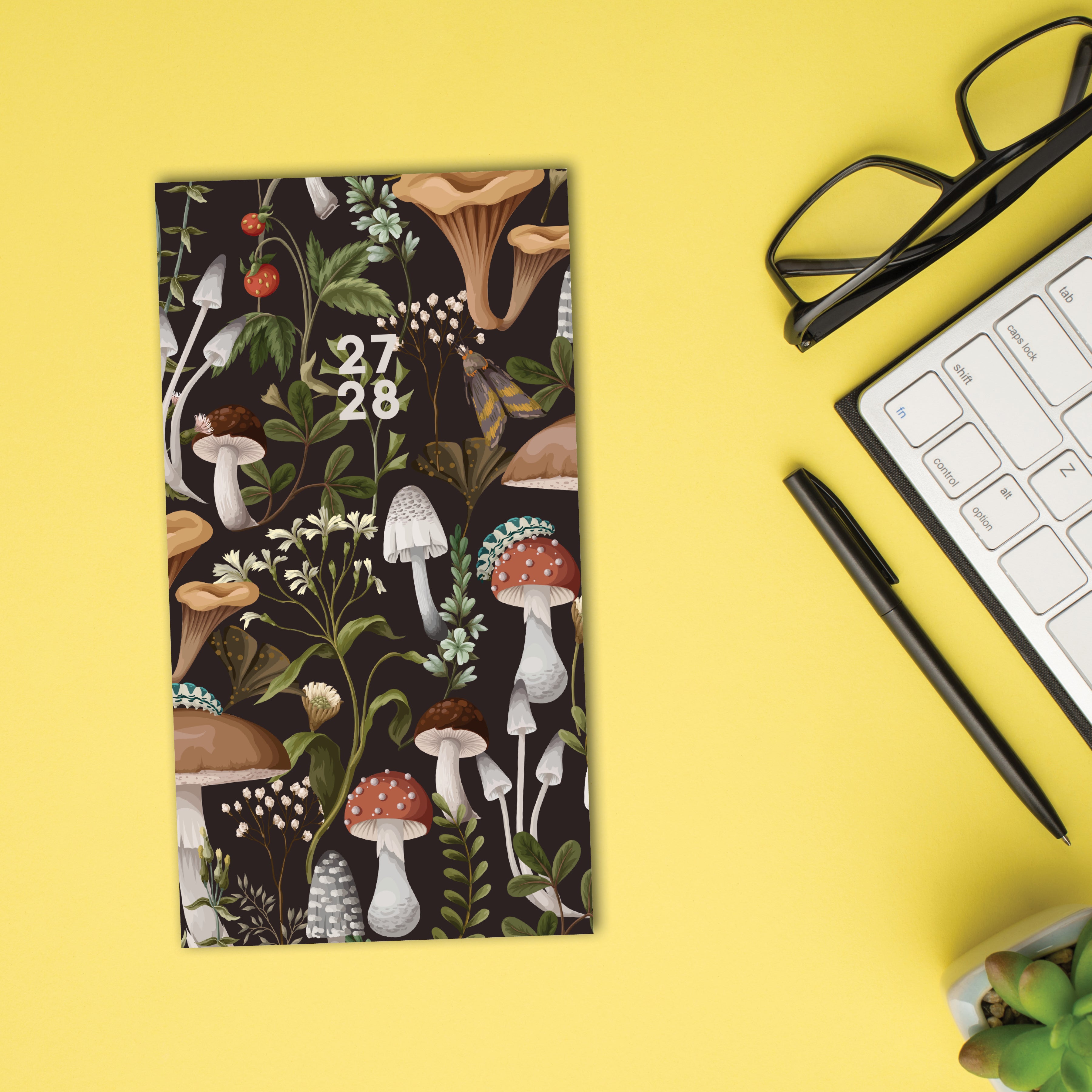 Willow Creek Press Mushrooms 2-Year 2027-28 3.5" x 6.5" Monthly Pocket Planner (66768)