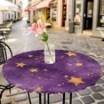 thumbnail image 3 of Gold Star Elastic Fitted Round Table Cover Purple Dream Waterproof Outdoor Tablecloth for Holiday Party, Picnic, Patio & Dining Fits Tables Up to 55"-60", 3 of 8