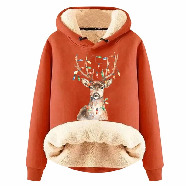 WILLBEST Sudadera de Mujer, Estilo Universitario, Cuello Redondo, Manga Larga, Talla Grande, con Estampado Navideño XXXX-Grande