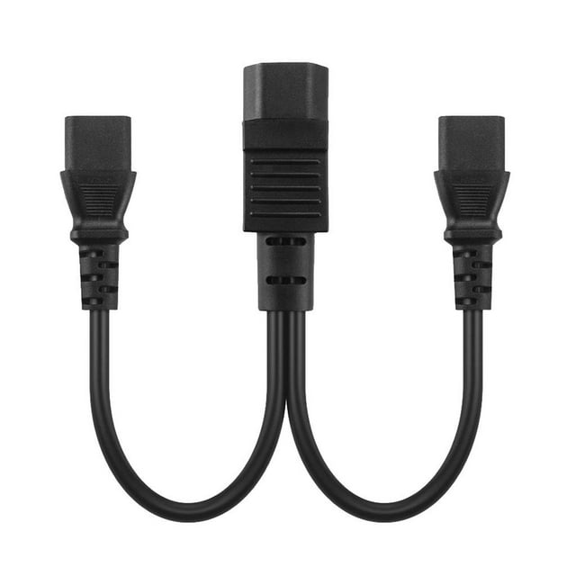 Negro IEC320-C14 a 2C13 Extensión del cable de alimentación en apariencia de Y Servidor de pequeña sala 1 a 2 Hugo Cable de alimentación dividido en Y