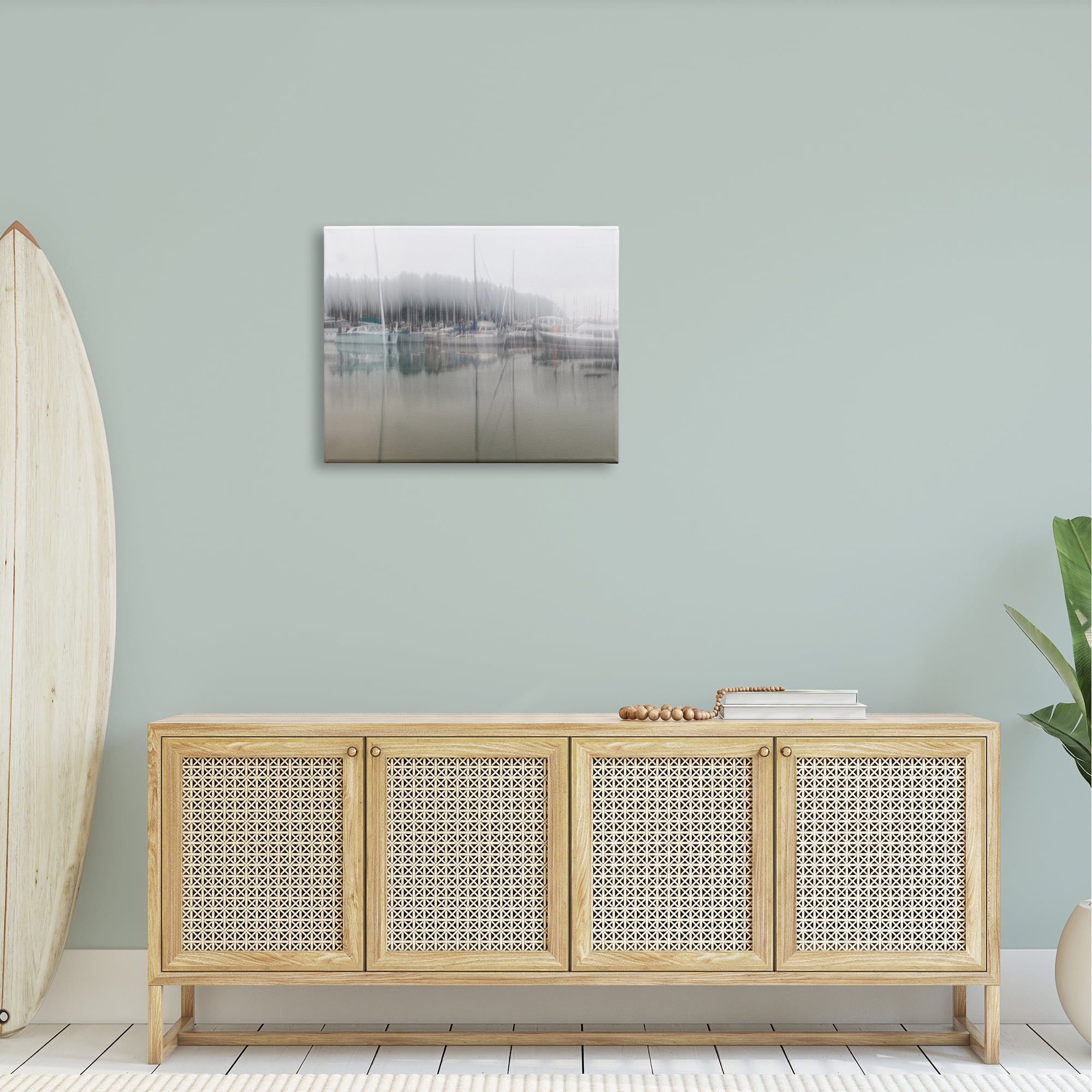Stupell Industries Foggy Weather Boat Marina Peaceful Floating Watercraft Graphic Art Gallery Wrapped Canvas Print Wall Art, Design by Nancy Crowell
