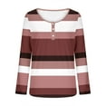 thumbnail image 7 of XuJwPNcy Womens Long Sleeve Striped Henley Tops Casual Loose Fit Color Block Blouse Spring Fall Tunic Shirts(Pink,XX-Large), 7 of 7