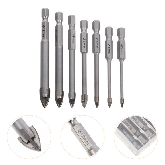 EXHUMKY Cemented Carbide Drill Bits 7Pcs for Porcelain and Concrete Masonry