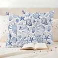 thumbnail image 3 of Navy Blue Coastal Outdoor Waterproof Pillow Covers, Nautical Ocean Shell Starfish Sea Decorative Square Throw Pillowcase Sofa Cushion Sham for Patio/Couch/Chair, 20"x20" 2 Pack, 3 of 8